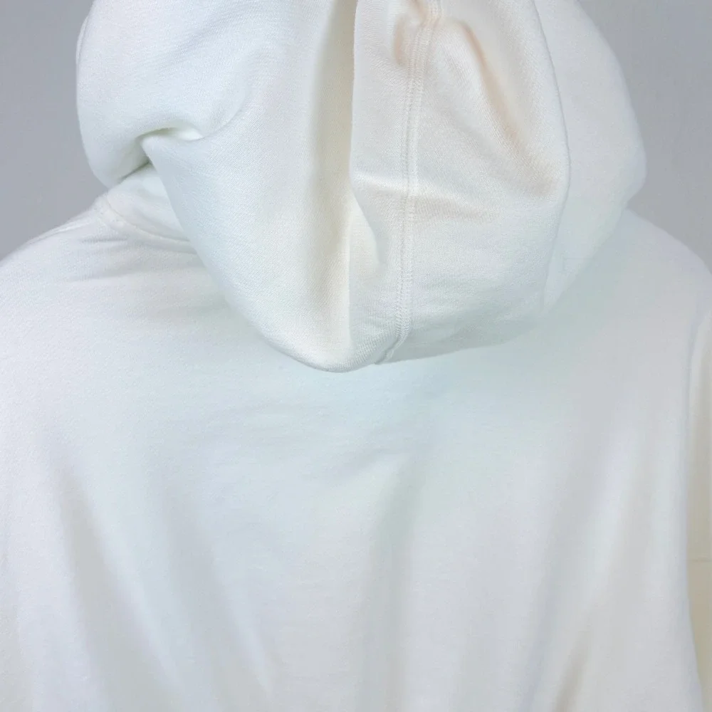 Nike Upside Down Logo  Oversized Cropped French Terry Hoodie White Black Large